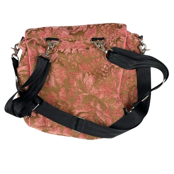 Petunia Pickle Bottom Daiper Bag Backpack Tapestry Velvet Floral Olive Pink - Picture 11 of 13